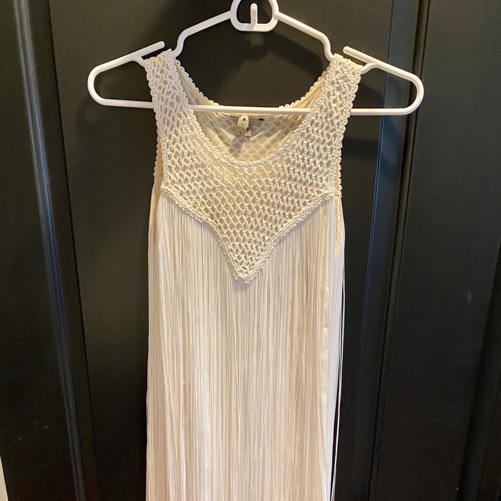 Guess white fringe cocktail dress